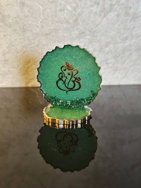 Green Glow Resin Ganeshji Car Dashboard Idol