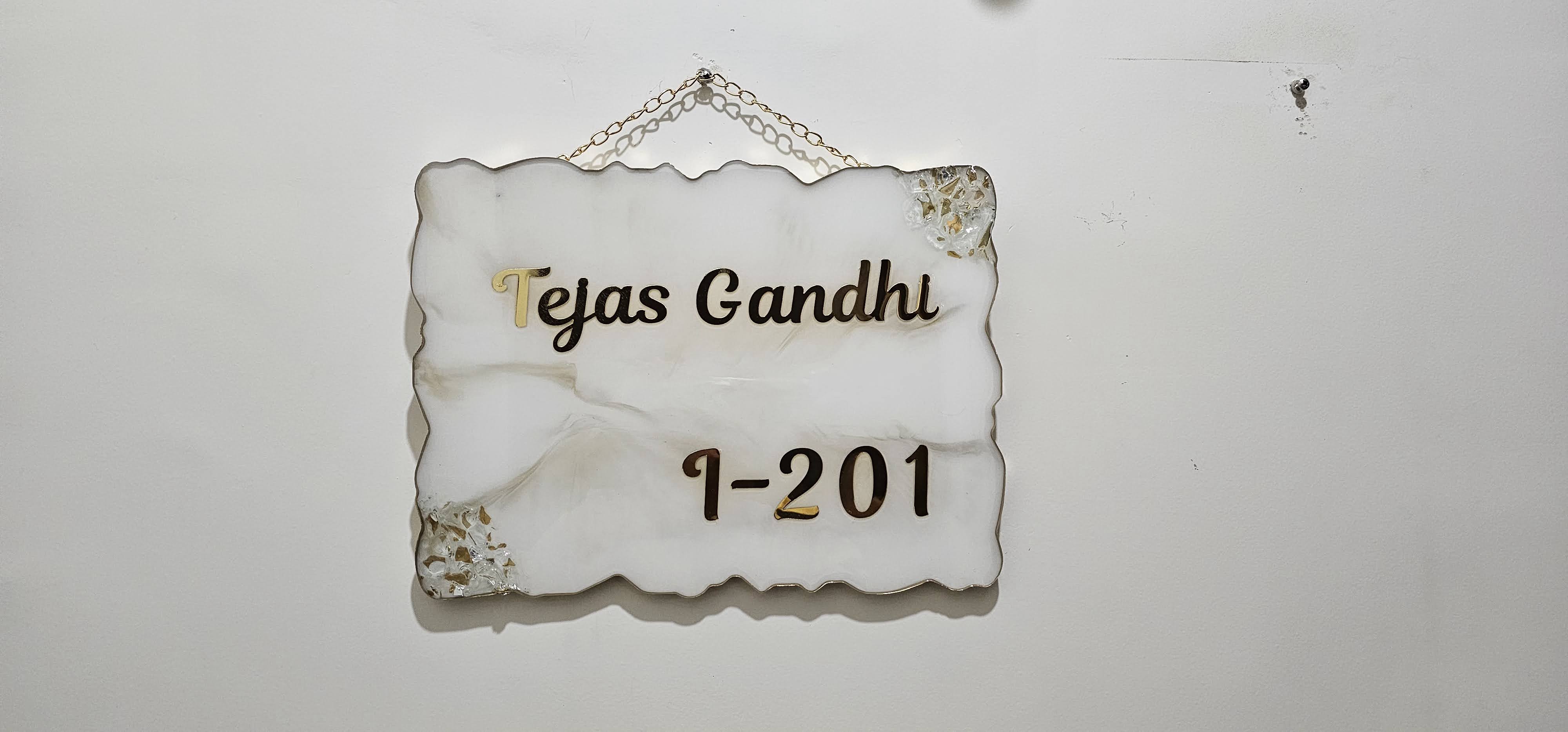 Dusty Mirror Resin Nameplate