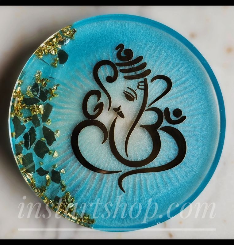Blue Shine Resin Ganeshji Car Dashboard Idol