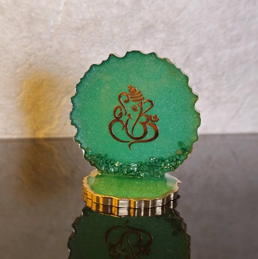 Light Green Crystal Resin Ganeshji Idol
