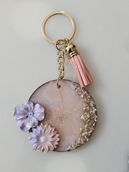 Petal Bloom Pink Resin Keychain